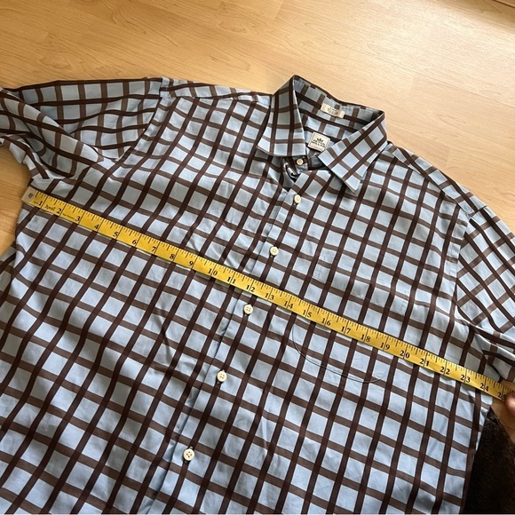 PETER MILLAR Blue Brown Squared Long Sleeve Button Down Shirt Size Large - Picture 3 of 6